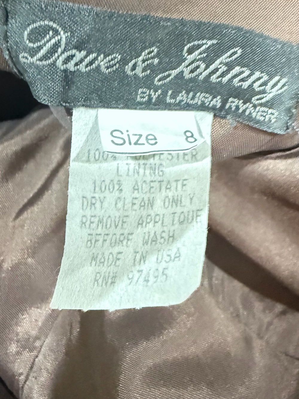 Vintage Dave and Johnny by Laura Ryner Y2K Chocolate Brown Beaded Dress. - Picture 13 of 13